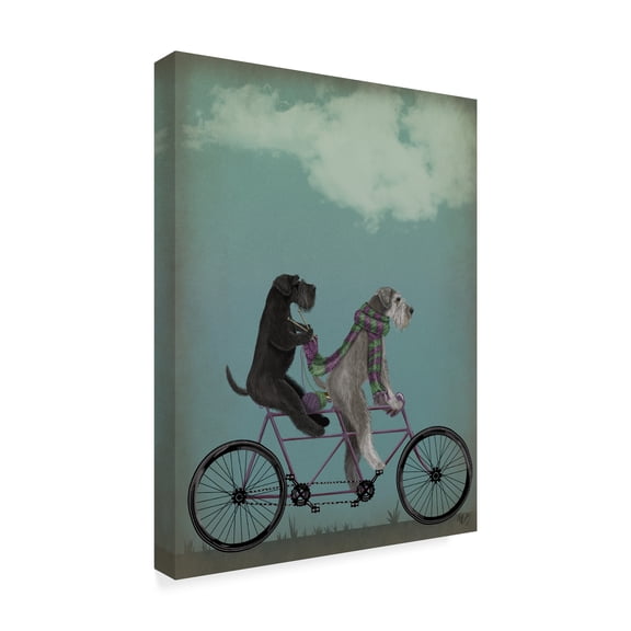 Trademark Fine Art Fab Funky Schnauzer Tandem Canvas Wall Art - 24x32