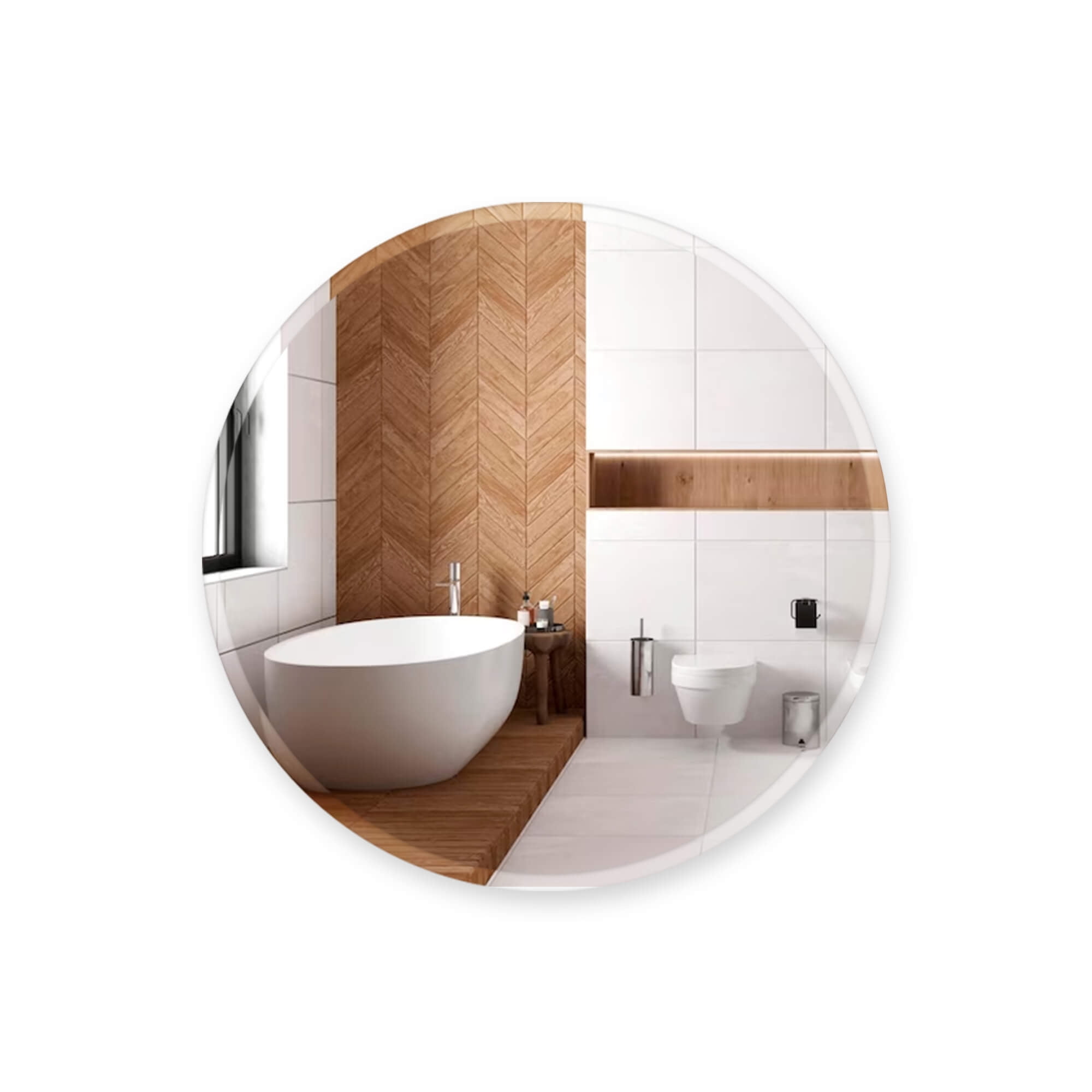 Elegant 18" Round Frameless Beveled Wall Mirror