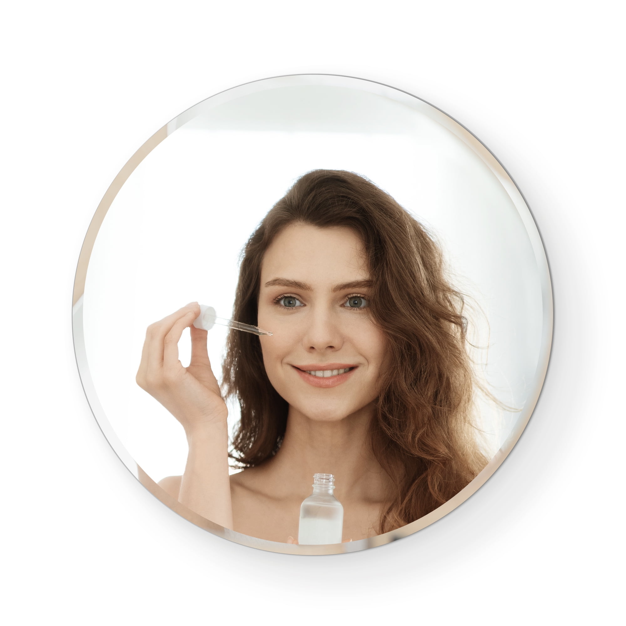 Elegant 18" Round Frameless Beveled Wall Mirror