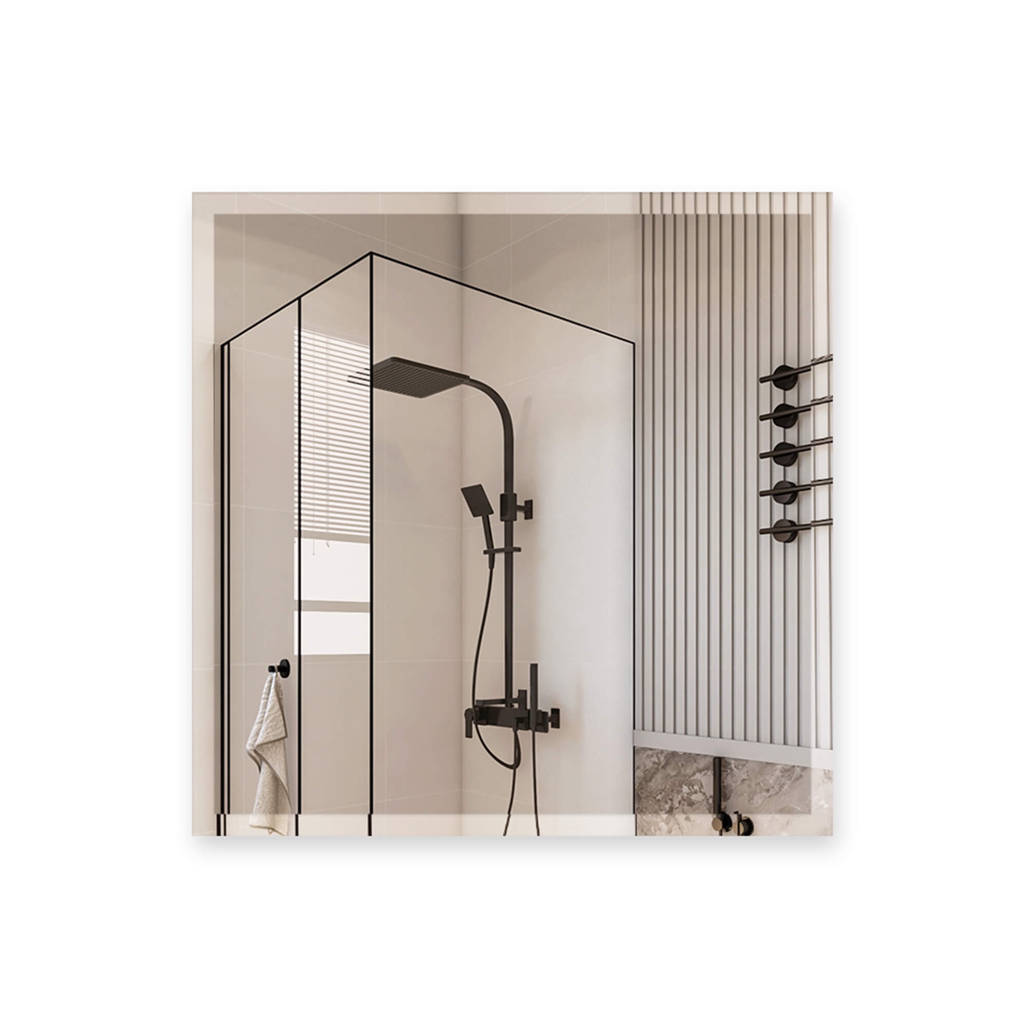 Elegant 18" Square Frameless Beveled Wall Mirror