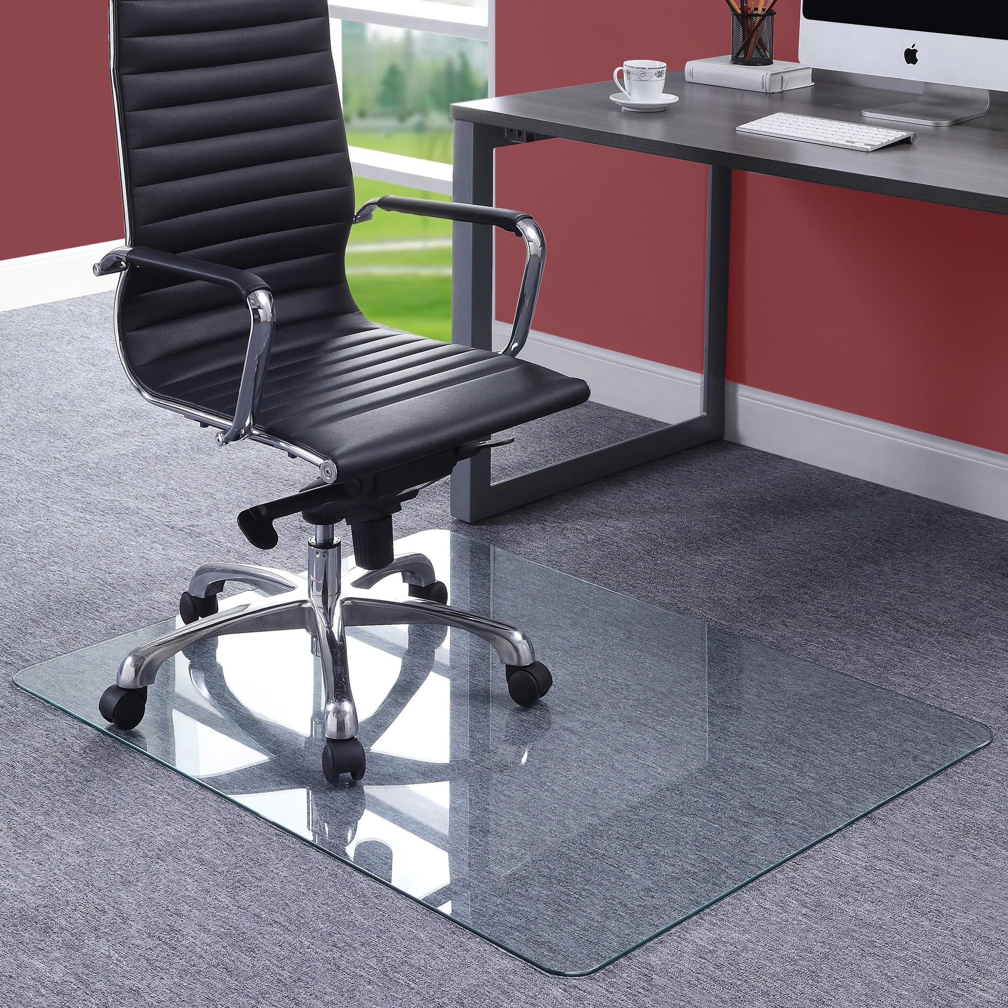 Fab Glass and Mirror Rectangle Clear Chair Glass Mat Tempered Glass 45