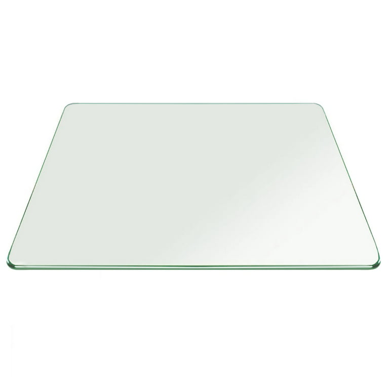 Fab Glass and Mirror 16 x 30 Rectangle 3/8 Thick Tempered Pencil Edge Polish Touch Corners Glass Table Top, Clear