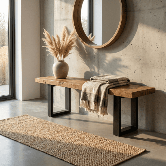 Fab Habitat Aurora 3-Seater Bench - 63" L Large Rustic Industrial Mango Wood Dining Table Bench, Handcrafted for Living Room or Entryway, Walnut Finish