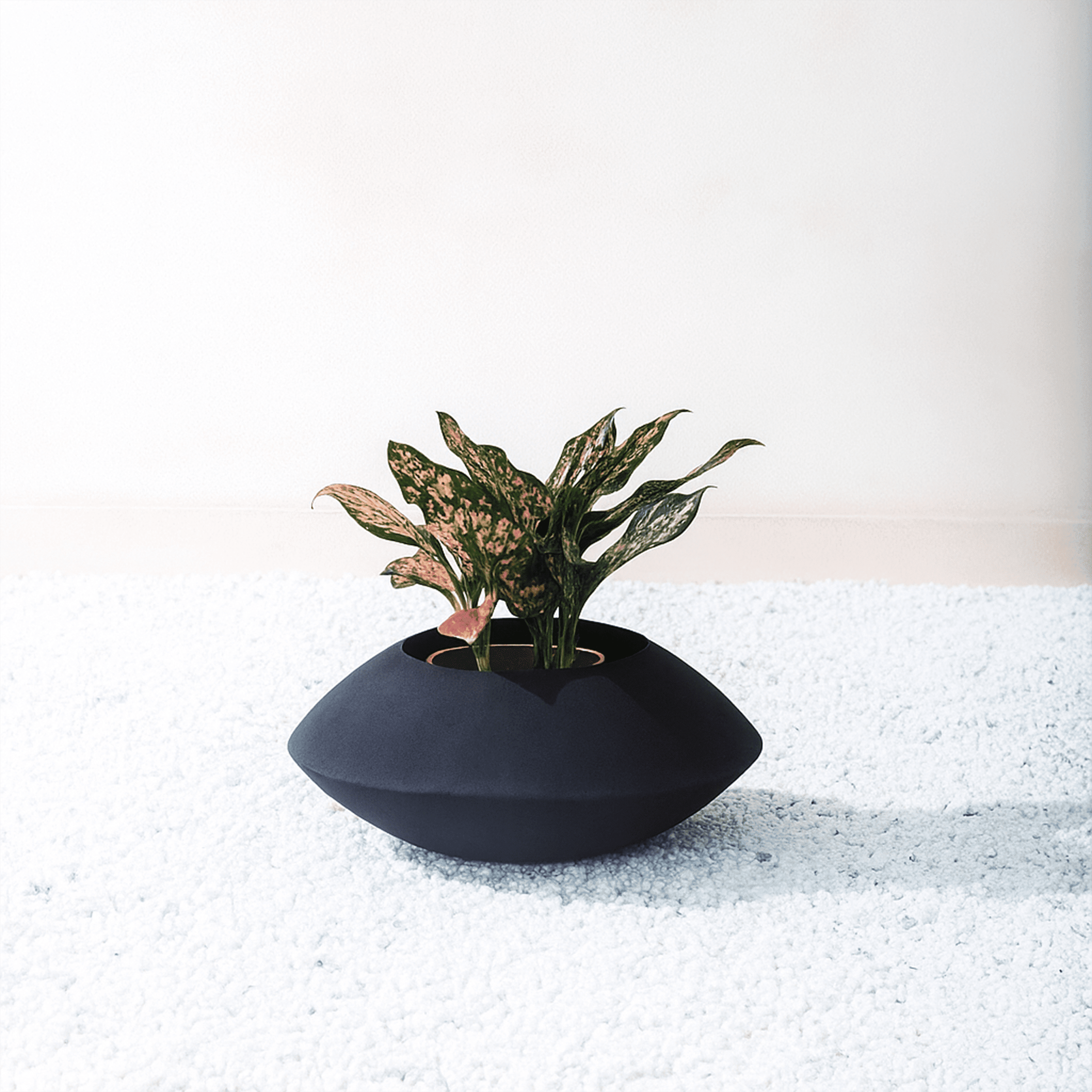 Fab Habitat Cairn Handmade Bowl Metal Planters in Mocha Charcoal with Drainage Holes
