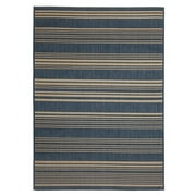 Fab Habitat Flat Woven Outdoor Rug - Waterproof, Easy to Clean, Stain Resistant - Premium Polypropylene Yarn - Striped - Patio, Porch, Deck, Balcony - Newport Stripe - Blue - 5ft 2in x 7ft 6in