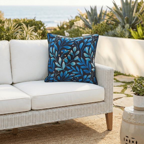 Fab Habitat Indoor/Outdoor Throw Pillow Made from Recycled Polyester Yarn - Double Sided, Stain Resistant, Machine Washable - Patio, Porch, Living Room - Rainforest - Black Multi Floral (20" x 20")