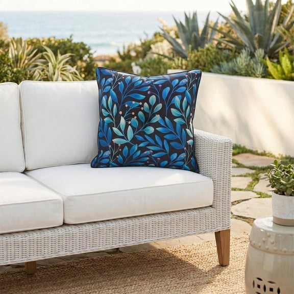 Fab Habitat Indoor/Outdoor Throw Pillow Made from Recycled Polyester Yarn - Double Sided, Stain Resistant, Machine Washable - Patio, Porch, Living Room - Rainforest - Black Multi Floral (20" x 20")