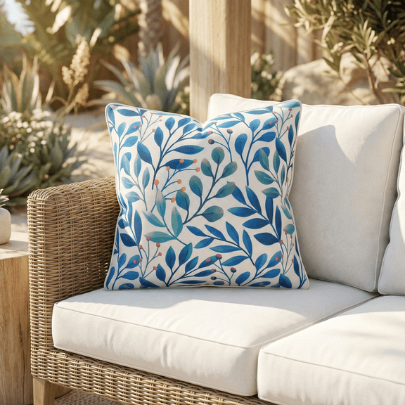 Fab Habitat Indoor/Outdoor Throw Pillow Made from Recycled Polyester Yarn - Double Sided, Stain Resistant, Machine Washable - Patio, Porch, Living Room - Rainforest - White Multi Floral (20" x 20")