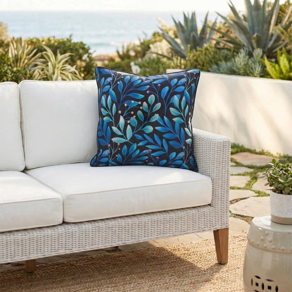 Fab Habitat Indoor/Outdoor Throw Pillow Made from Recycled Polyester Yarn - Double Sided, Stain Resistant, Machine Washable - Patio, Porch, Living Room - Rainforest - Black Multi Floral (20" x 20")