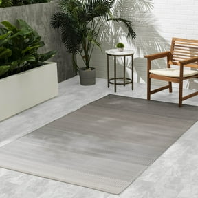 Fab Habitat Neutral Ombre Outdoor Rug - Waterproof, Fade Resistant, Crease-Free, Reversible - Premium Recycled Plastic - Patio Porch Balcony Deck - Big Sur Ash - 8x10 ft