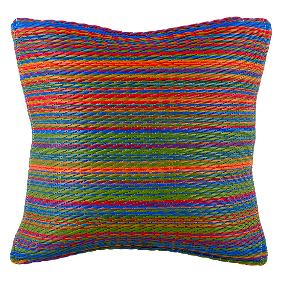 Fab Habitat Outdoor Premium Recycled Plastic Pillow - Waterproof, Fade Resistant - Striped - Patio, Porch, Deck, Balcony - Cancun - Multicolor - 20" x 20"