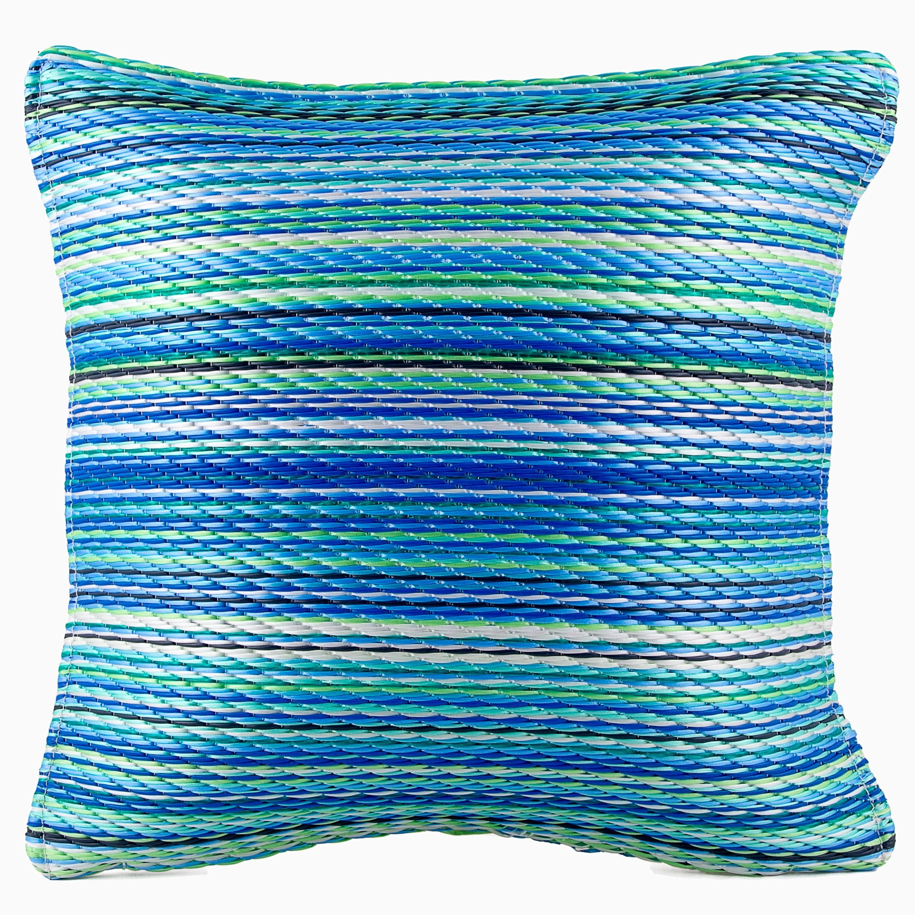 Turquoise and Moss Green Square Embroidered Outdoor Pillow Set
