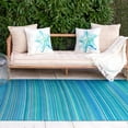 thumbnail image 1 of Fab Habitat Outdoor Rug - Waterproof, Fade Resistant, Crease-Free - Premium Recycled Plastic - Striped - Patio, Deck, Porch, Balcony, Laundry Room - Cancun - Turquoise & Moss Green - 4 x 6 ft, 1 of 10