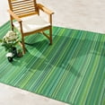 thumbnail image 1 of Fab Habitat Outdoor Rug - Waterproof, Fade Resistant, Crease-Free - Premium Recycled Plastic - Striped - Patio, Porch, Deck, Balcony - Cancun - Green - 5 x 8 ft, 1 of 10