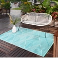 thumbnail image 1 of Fab Habitat Outdoor Rug - Waterproof, Fade Resistant, Crease-Free, Reversible - Premium Recycled Plastic - Modern Geometric - Patio, Deck, Porch, Balcony, Laundry Room - Tokyo - Teal - 4 x 6 ft, 1 of 9