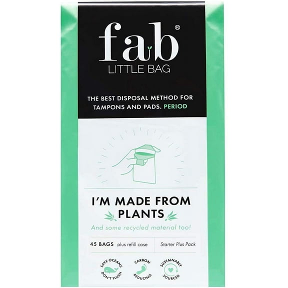 Fab Little Bag Starter Plus Pack - 45 Sanitary Disposal Bags Plus Recyclable Refill Pack for Out and About (45 Pack)