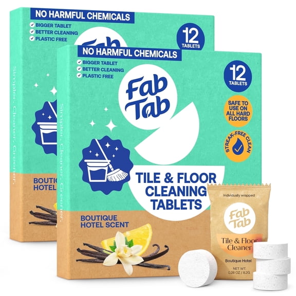 Fab Tab 100% Plastic Free , Non-Toxic Tile and Floor Cleaning Tablets  24 Count