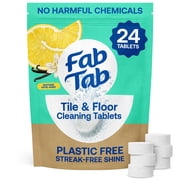 Fab Tab 100% Plastic-Free, Non-Toxic Tile and Floor Cleaning Tablets for Mopping, Hardwood, Laminate, Vinyl & Tile Floors, Pet-Safe Enzyme Cleaner, 24 Count