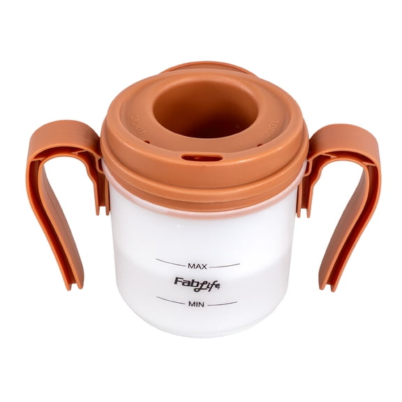 FabLife Regulated Drinking Cup, 8 oz 10cc Controlled Flow, Measured Liquid Dispensing for Dysphagia Support, Brown