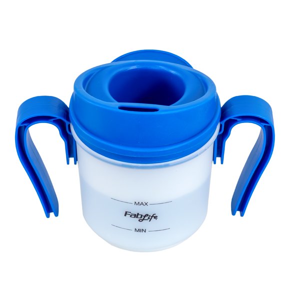 FabLife Regulated Drinking Cup, 8 oz, 5cc Controlled Flow, Measured Liquid Dispensing for Dysphagia Support, Blue