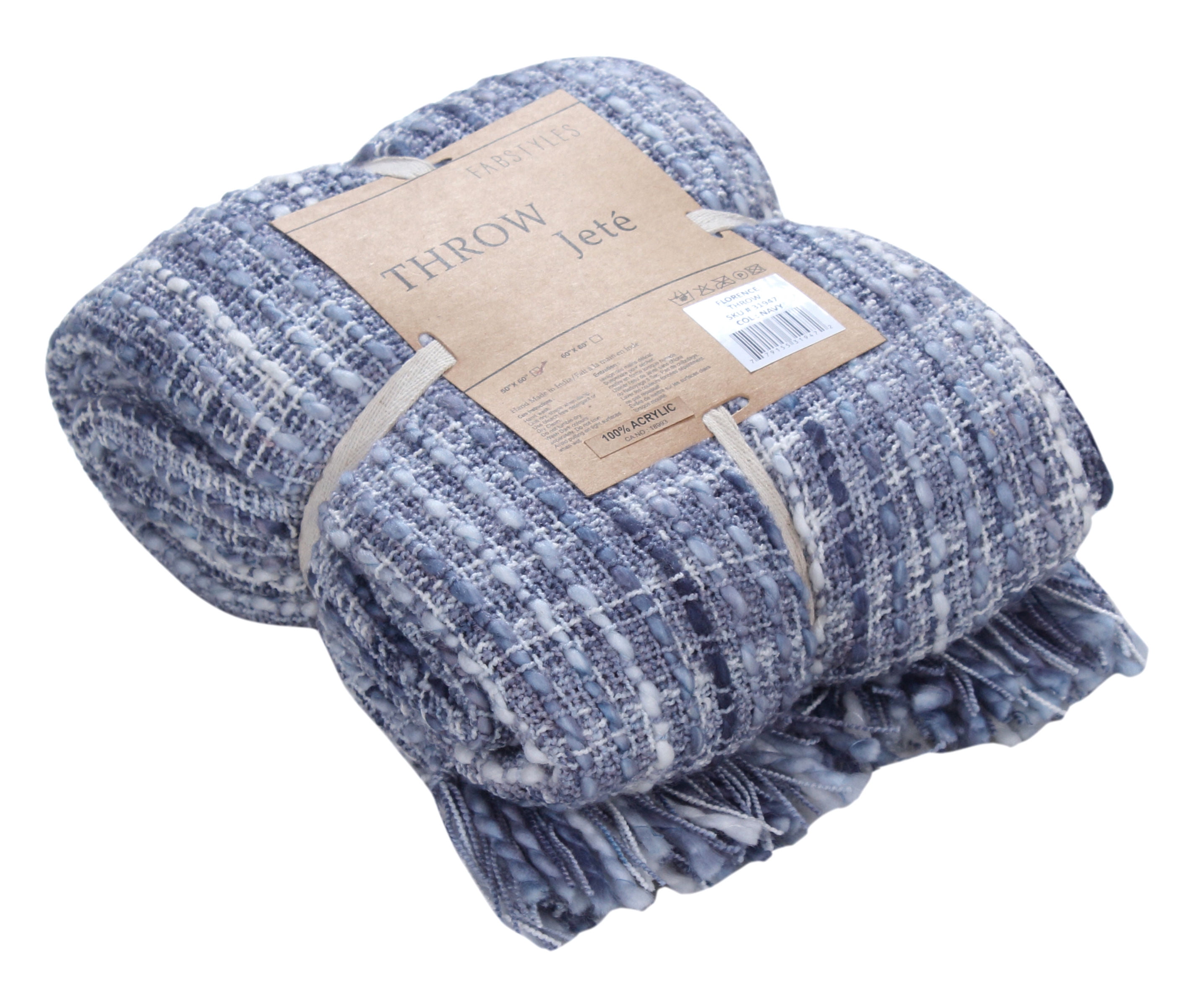 FabStyles Florence Soft Luxury Throw Blanket, 50" x 60", Lightweight Decorative Sofa & Bed Blanket