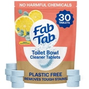 FabTab Non-Toxic Toilet Bowl Cleaner Tablets, Lemon & Eucalyptus Scent, Septic Safe, 30 Count