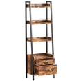 thumbnail image 1 of Fabato 4 Tier Display Bookcase w/Ladder Shelves & Metal Frame, Rustic Brown, 1 of 7
