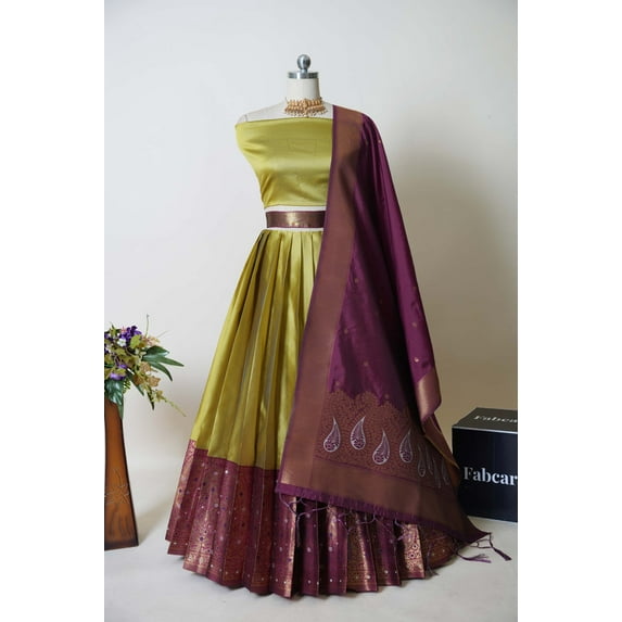 Fabcartz Trending Readymade Woven Lehenga choli with Zari work for Festival & Special Ocassions