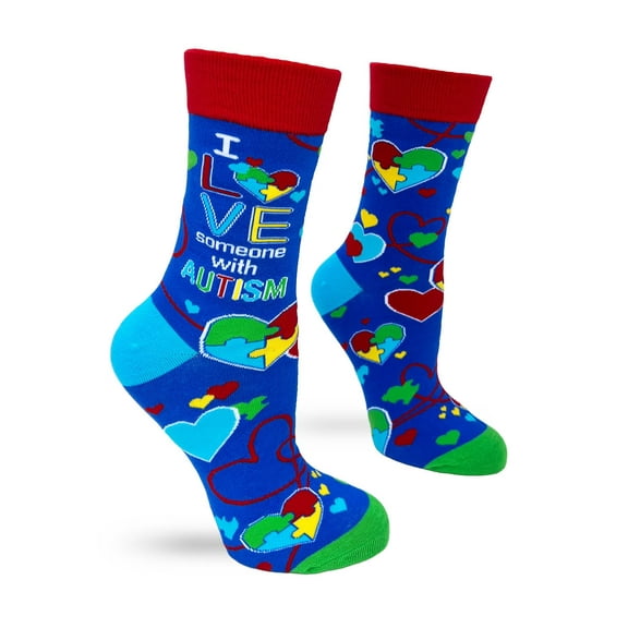 Fabdaz Colorful I Love Someone with Autism Women's Socks Celebrate Neurodiversity