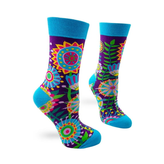 Fabdaz Funky Floral Women's Novelty Crew Socks Featuring Flowers