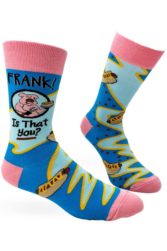 Funny Pig Barbecue with Saying Frank Is That You Men's Novelty Crew Socks