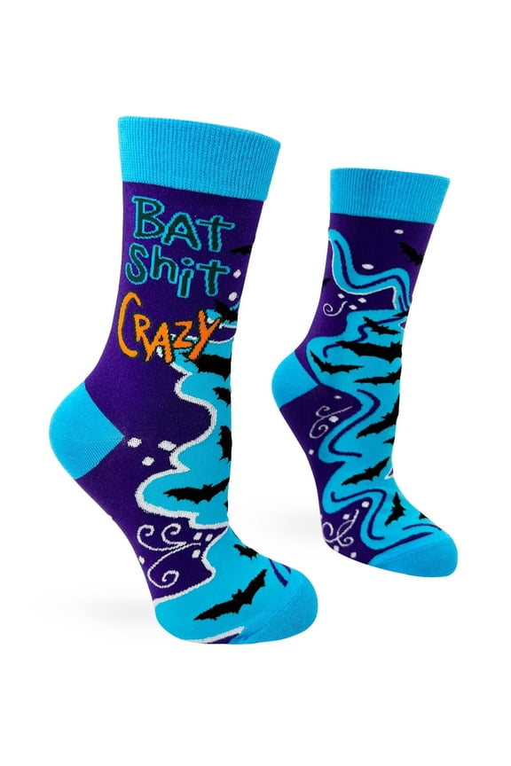 Funny Saying Bat Sh-t Crazy Women's Novelty Crew Socks