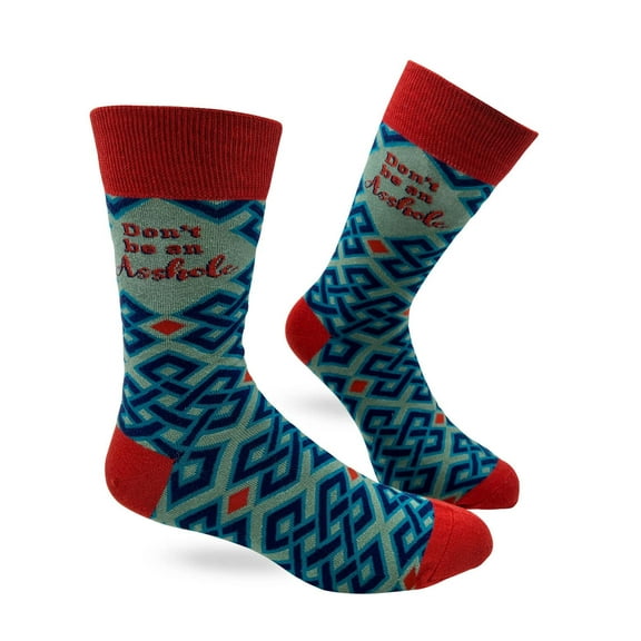 Fabdaz Funny Saying Don't Be an Assh-le Crazy Socks for Men Diamond Pattern Design