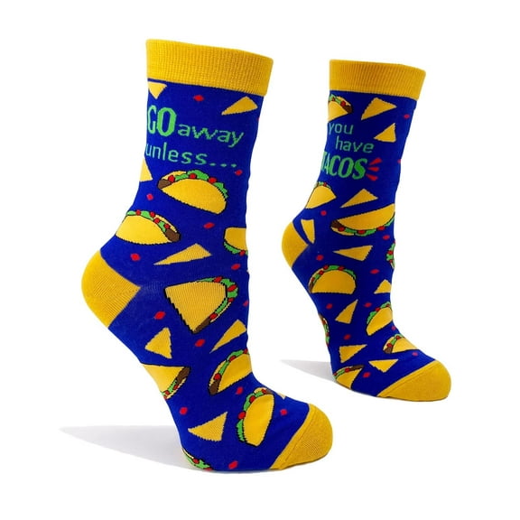 Fabdaz Funny Saying Go Away Unless You Have Tacos Women's Novelty Crew Socks