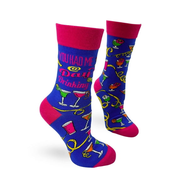 Fabdaz Funny Saying, You Had Me at Day Drinking Women's Novelty Crew Socks