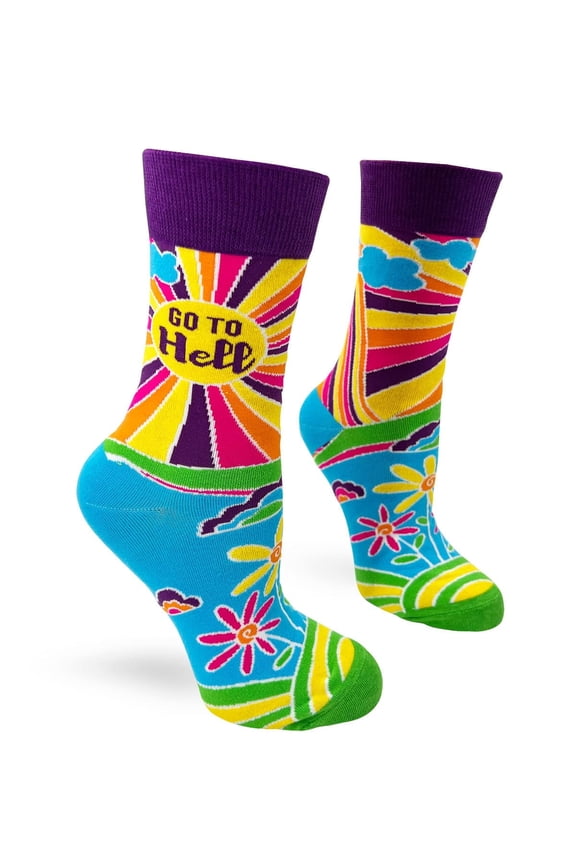Go To Hell Saying Women's Bright Colorful Design Novelty Crew Socks