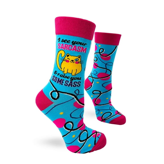 Fabdaz I See Your Sarcasm and Raise You Some Sass Funny Saying Women's Crew Socks