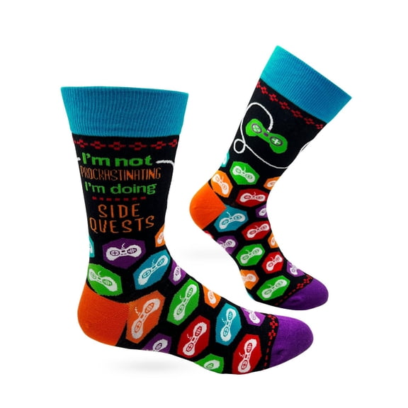 Fabdaz I'm Not Procrastinating I'm Doing Side Quests Funny Men's Novelty Socks for Gamers
