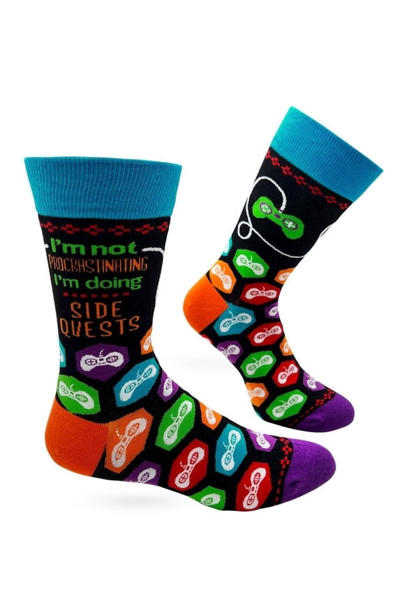 I'm Not Procrastinating I'm Doing Side Quests Funny Men's Novelty Socks for Gamers