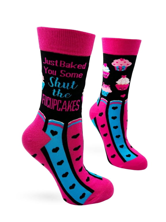 Just Baked You Some Shut the Fucupcakes Silly Socks for Women with Cute Cupcake Design