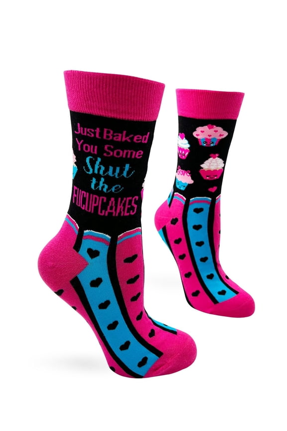Just Baked You Some Shut the Fucupcakes Silly Socks for Women with Cute Cupcake Design