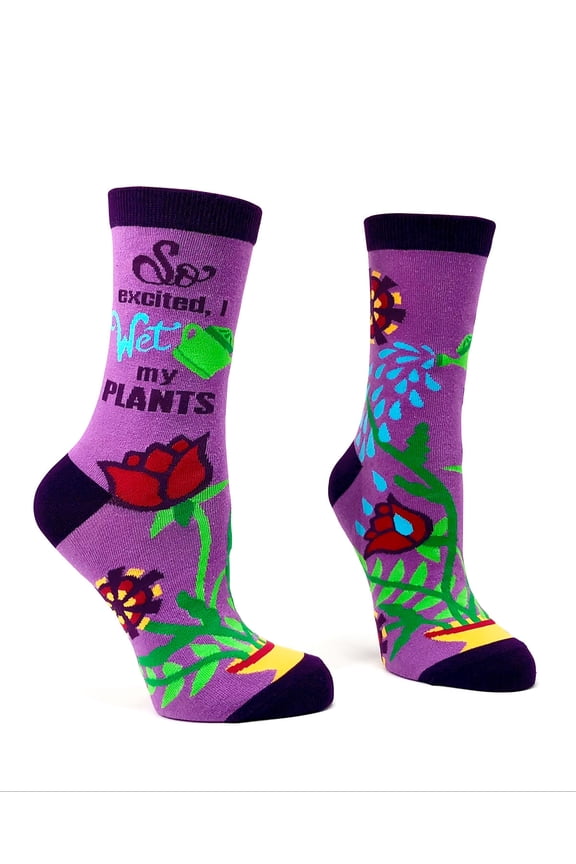 So Excited I Wet My Plants Funny Saying Women's Novelty Socks for Plant Lovers and Gardeners