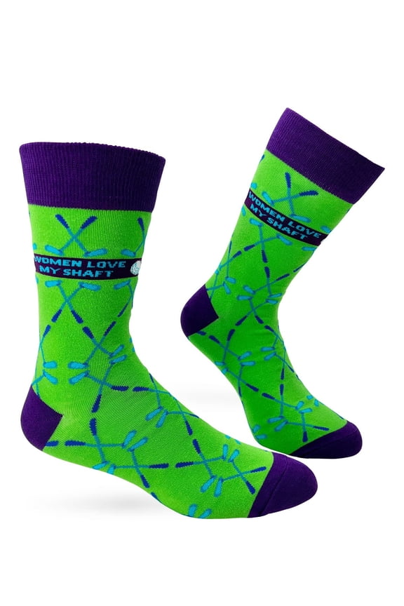 Women Love My Shaft Men's Novelty Crew Socks Featuring Golf Clubs