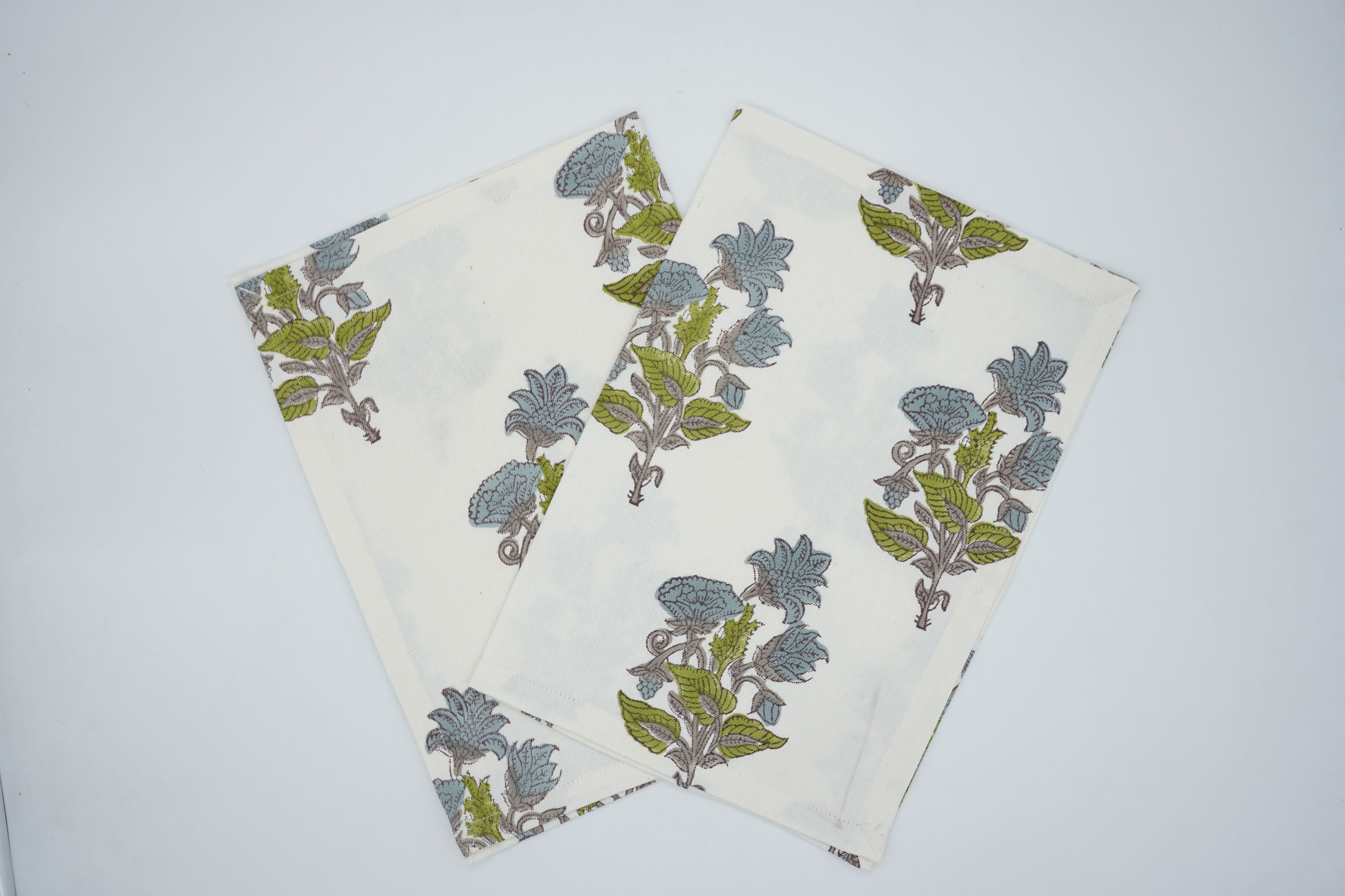 Fabdivine 18X18 Inch Floral Block Print Napkin with Traditional Abhisek ...