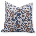 thumbnail image 1 of Fabdivine Block Print Throw Pillow Cover, 14X20 Inch Thick Cotton White Decorative Cushion Cover, Floral Print Boho Design Blue Pillow Cover for Sofa and Couch, 1 of 1