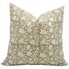 Fabdivine Block Print Throw Pillow Cover, 14x14 Inch Duck Canvas Decorative Cushion Cover, Floral Print Boho Design  Pillow Cover for Sofa and Couch