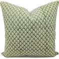 thumbnail image 1 of Fabdivine Block Print Throw Pillow Cover, 14x14 Inch Thick Cotton Decorative Cushion Cover, Floral Print Boho Design Green Pillow Cover for Sofa and Couch, 1 of 5