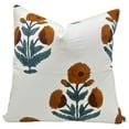 thumbnail image 1 of Fabdivine Block Print Throw Pillow Cover, 14x14 Inch Thick Cotton White Handmade Cushion Cover, Floral Print Boho Design Mustard Pillow Cover for Sofa and Couch, 1 of 5