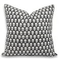 thumbnail image 1 of Fabdivine Block Print Throw Pillow Cover, 14x14 Inch Thick Linen Decorative Cushion Cover, Floral Print Boho Design Black Pillow Cover for Sofa and Couch, 1 of 5