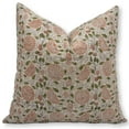 thumbnail image 1 of Fabdivine Block Print Throw Pillow Cover, 14x14 Inch Thick Linen Decorative Cushion Cover, Floral Print Boho Design Green Pillow Cover for Sofa and Couch, 1 of 5